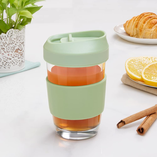 1 Borosil Glass Travel Mug With Silicon Sleeve - Image 1