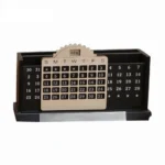 Engraved Black Lifetime Calendar Wooden Pen Stand
