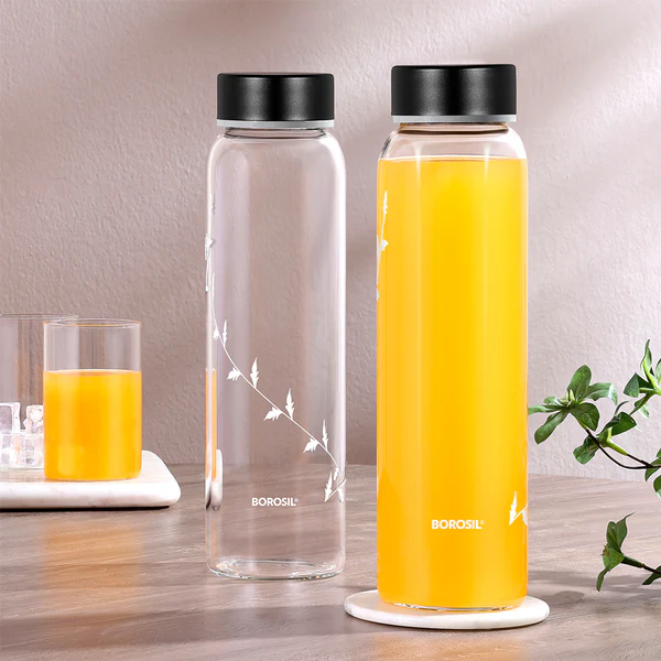 2 CRYSTO GLASS BOTTLE WITH BLACK LID - KRIP - Image 1