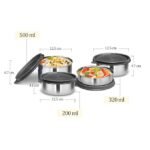 MILTON Tasty 4 Lunch Box with Insulated Fabric Jacket, 4 Stainless Steel Containers (200 ml, 320 X 2 ml, 500 ml), Leak-Proof Tiffin for Office, College, Picnic, Red - Image 3