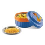 MILTON Bestie Tiffin Big Plastic Insulated Tiffin Box with Steel Partition Plate, 315 ml, Dark Blue (Cool Boy Print)| BPA Free | Food Grade | PU Insulated | Kids Lunch Box - Image 2