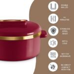 MILTON Curve 2500 Inner Stainless Steel Casserole, 2.15 litres, Maroon | BPA Free | Food Grade | Easy to Carry | Easy to Store | Chapati | Roti | Curd Maker - Image 4