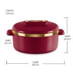 MILTON Curve 2500 Inner Stainless Steel Casserole, 2.15 litres, Maroon | BPA Free | Food Grade | Easy to Carry | Easy to Store | Chapati | Roti | Curd Maker - Image 2
