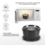 Milton Pro Munch Tiffin (3 Microwave Safe Inner Steel Containers,180/320/450/100ml; 1 Plastic Chutney Dabba; Steel Spoon) with Insulated Fabric Bag, Black, Leak Proof, Odour Proof, Easy to Carry - Image 2