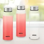CRYSTO WIDE GLASS BOTTLE WITH SILVER SS LID