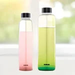 CRYSTO SLIM GLASS BOTTLE BLACK LID