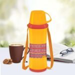MILTON Angelina 1000 Plastic Vacuum Flask, 820 ml, Orange | BPA Free | Food Grade | Easy to Carry | Odour Free