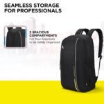 Aristocrat Nova 15L Laptop Backpack for Men & Women with Bottle Pocket | Padded Shoulder Straps, Multi Compartments | Travel & College Bag | Dark Black - Image 3