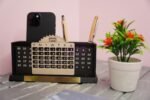 Personalized Classic Matte Black Pencil Pen Holder Stand with Clock,Calendar & Mobile Stand For Office & Corporate Gifts Desk Organizer - Image 3
