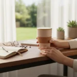 Eco-Friendly Wheat Fiber Mug 350 ml | Bamboo Lid & Cork Grip | Reusable & Plastic-Free - Image 2