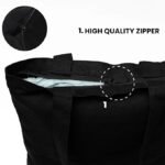 Reusable Tote Bag set of 2 for for Women/Girls | Multipurpose 100% Organic Cotton Printed Zipper Tote Bags | Shopping/Grocery Bag | Sturdy Canvas Bag with 12kgs Capacity (Black and White) - Image 5
