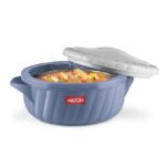 MILTON Flora 1500 Insulated Inner Steel Casserole for Roti, 1.25 Litre, Hot Box for Kitchen, Hot Pot with Lid, Chapati Box, Roti Casserole, Serving Boxes, Hotcase, Food Warmer, Stone Blue