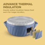 MILTON Flora 1500 Insulated Inner Steel Casserole for Roti, 1.25 Litre, Hot Box for Kitchen, Hot Pot with Lid, Chapati Box, Roti Casserole, Serving Boxes, Hotcase, Food Warmer, Stone Blue - Image 5