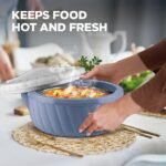 MILTON Flora 1500 Insulated Inner Steel Casserole for Roti, 1.25 Litre, Hot Box for Kitchen, Hot Pot with Lid, Chapati Box, Roti Casserole, Serving Boxes, Hotcase, Food Warmer, Stone Blue - Image 4