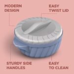 MILTON Flora 1500 Insulated Inner Steel Casserole for Roti, 1.25 Litre, Hot Box for Kitchen, Hot Pot with Lid, Chapati Box, Roti Casserole, Serving Boxes, Hotcase, Food Warmer, Stone Blue - Image 3