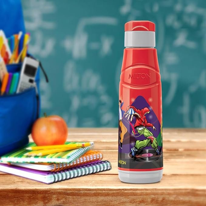 fun3 Milton Kool Fun 600 Plastic Insulated Water Bottle with for Kids, 510 ml, Red | School | Picnic | Sipper Bottle | Leak Proof | BPA Free | Food Grade | Easy to Carry - Image 1