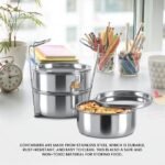 MILTON Gradient Tiffin 3 Stainless Steel Tiffin with Lifter, 3 Container, 900 ml, Purple | PU Insulated | Food Grade | Easy to Carry | Fresh & Hot for Hours | Office | Outdoors | Food Grade - Image 4