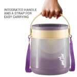 MILTON Gradient Tiffin 3 Stainless Steel Tiffin with Lifter, 3 Container, 900 ml, Purple | PU Insulated | Food Grade | Easy to Carry | Fresh & Hot for Hours | Office | Outdoors | Food Grade - Image 5