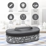 MILTON Lifestyle Lunch Box with Insulated Jacket, 2 Stainless Steel Round Containers with Clip Lock Lid (300 ml Each), Leak-Proof Tiffin for Office, School, College, Easy to Carry, Grey - Image 4