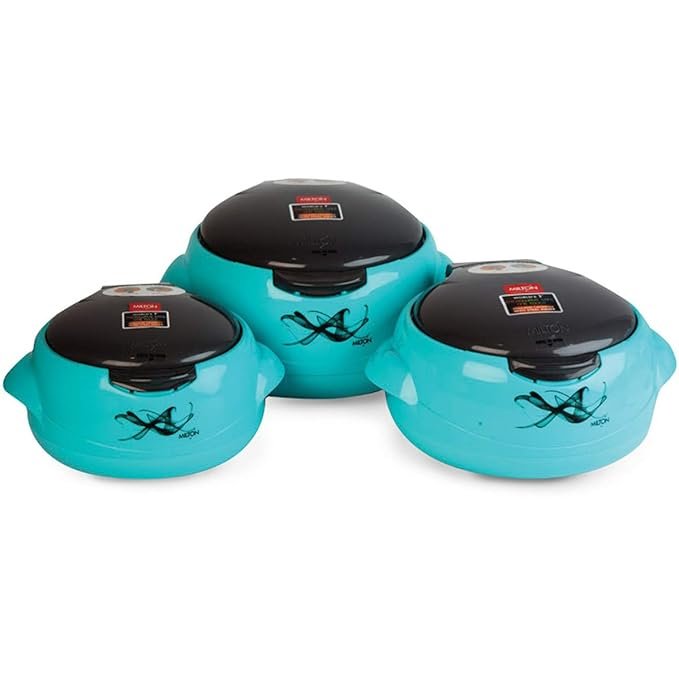 mw1 MILTON Microwow One Touch Insulated Inner Steel Casserole Jr Set of 3, Blue - Image 1