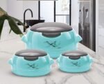 MILTON Microwow One Touch Insulated Inner Steel Casserole Jr Set of 3, Blue - Image 2