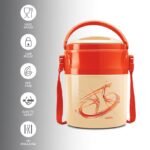 MILTON Odyssey Insulated Tiffin, 3 Stainless Steel Containers, 380 ml Each and 1 Papad Box, 200 ml, Ivory | PU Insulated | Food Grade | Easy to Carry | Hot & Cold | Office | Outdoors | Food Grade - Image 5