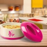 Milton Orchid 1500 Inner Stainless Steel Serving Casserole with Lid, PU Insulated Kitchen Hot Pot, Keeps Food hot & Fresh for Roti, Biryani, 1260 ml, Pink