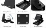 Metal Mobile Stand with Visiting Card & Pen Holder, Anti-Skid Design Mobile Multipurpose Stand for Smartphones, Tablets - Image 4