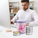 MILTON Sheriff Tiffin 4 Stainless Steel Containers, 3 litres, Purple | PU Insulated | Food Grade | Easy to Carry | Hot & Cold | Office | Outdoors | Food Grade - Image 5