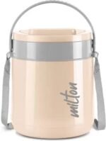 MILTON Classic Stainless Steel Tiffin With Lifter, 3 Container, 300 ml Each, Ivory | PU Insulated | Food Grade | Easy To Carry | Hot & Cold | Office | Outdoors | Food Grade,Cream - Image 2