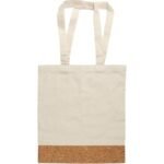 Cotton Canvas Tote Bag with Cork Base, Long Shoulder Straps, Natural Beige, Pack of 2