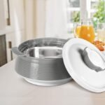 MILTON Venice Double Walled Inner Stainless Steel Serving Casserole Set of 3 (450 ml, 850 ml, 1350ml), PU Insulated Kitchen Hot Pot, Keeps Food hot & Fresh for Roti, Biryani, Grey - Image 3