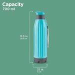 Milton Kool Windsor 900 Thermoware I Cold PU Insulated Water Bottle 700 ml, Leak Proof Flip Top Lid I for Office, Gym, School I Cyan Blue - Image 3
